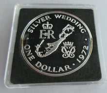 Load image into Gallery viewer, 1972 QUEEN ELIZABETH II SILVER WEDDING BERMUDA SILVER PROOF ONE DOLLAR COIN &amp;BOX
