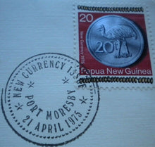 Load image into Gallery viewer, 1975 PAPUA NEW GUINEA FIRST OFFICIAL COINAGE,PROOF 20t COIN,STAMP,P-MARK,COA PNC
