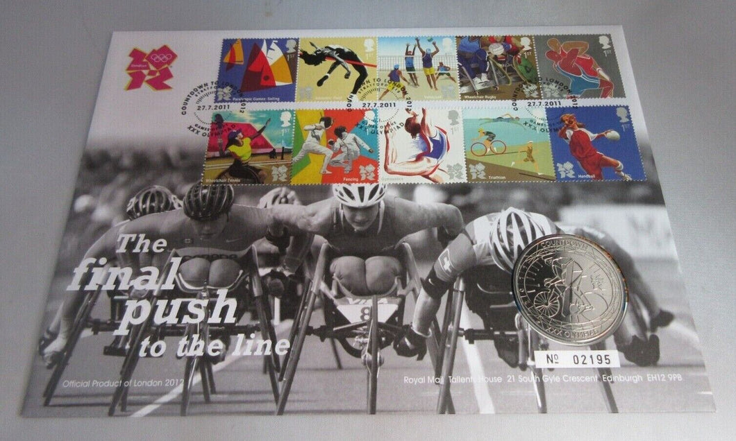 2011 THE FINAL PUSH LONDON 2012 OLYMPIC GAMES BUNC 2011 £5 COIN COVER PNC