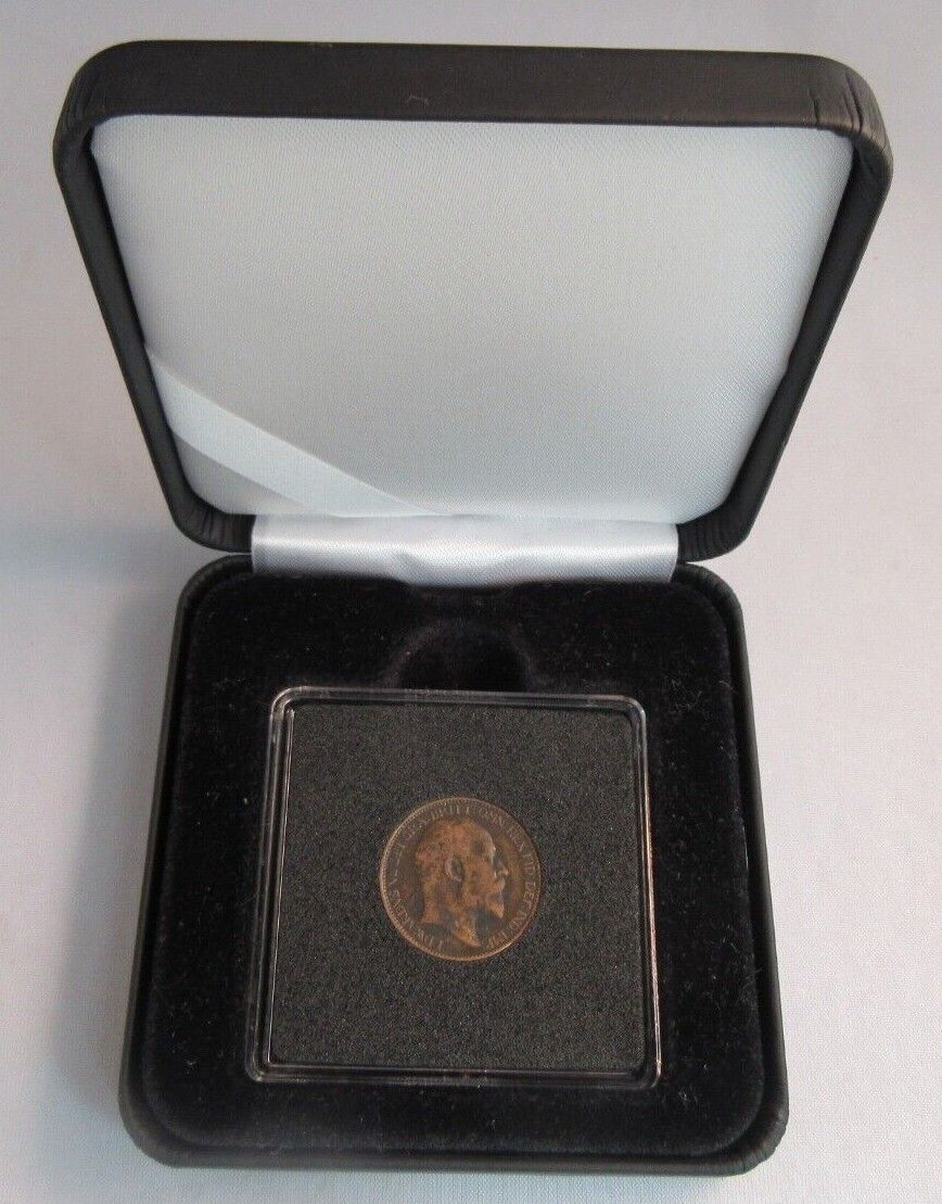 1906 EDWARD VII BRONZE FARTHING EF-UNC IN QUADRANT CAPSULE & BOX