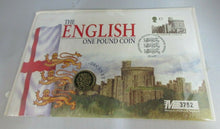 Load image into Gallery viewer, 1997 THE ENGLISH £1 COIN COVER WITH ROYAL MAIL STAMP, POSTMARK COIN COVER PNC
