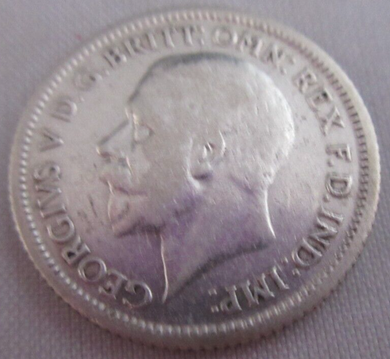 1929 KING GEORGE V BARE HEAD .500 SILVER VF-EF 6d SIXPENCE COIN IN CLEAR FLIP