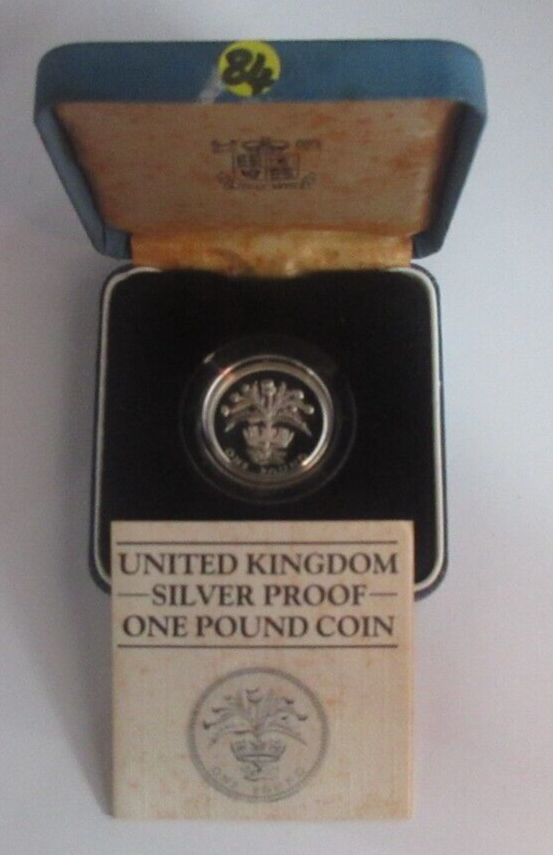 1984 Thistle of Scotland Silver Proof UK Royal Mint £1 Coin Box + COA CC1