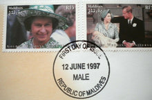 Load image into Gallery viewer, 1947-1997 ENGAGEMENT &amp; GARDEN PARTY QEII &amp; PRINCE PHILIP DOUBLE STAMP COVER
