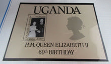 Load image into Gallery viewer, 1986 QUEEN ELIZABETH II 60TH BIRTHDAY UGANDA STAMPS &amp; ALBUM SHEET
