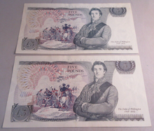 Load image into Gallery viewer, 1973 PAGE FIVE POUND £5 NOTES AUGUST 1973 7 CONSECUTIVE RUN UNC
