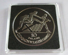 Load image into Gallery viewer, 1986 COMMONWEALTH GAMES GAMBIA SILVER PROOF 10 DALASIS COIN BOX &amp; COA
