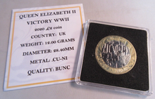 Load image into Gallery viewer, 2020 VICTORY WWII QEII BUNC £2 TWO POUND COIN WITH QUAD CAPSULE &amp; COA
