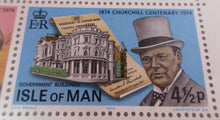 Load image into Gallery viewer, SIR WINSTON CHURCHILL CENTENARY ISLE OF MAN STAMPS &amp; STAMP HOLDER
