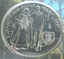 Load image into Gallery viewer, 1947-1997 GOLDEN WEDDING ANNIVERSARY FALKLAND  ISLANDS £5CROWN COIN COVER PNC
