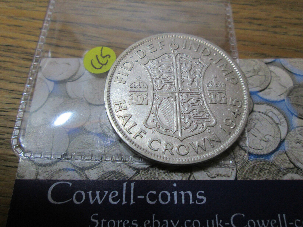 1945 KING GEORGE VI SILVER HALFCROWN IN COLLECTABLE CONDITION SPINK 4080 Cc5