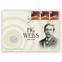 Load image into Gallery viewer, 2021 UK HG Wells £2 POUND Coin Cover LIMITED EDITION PNC ROYAL MAIL &amp; ROYAL MINT
