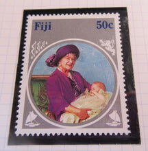 Load image into Gallery viewer, 1985 HMQE QUEEN MOTHER 85th ANNIV COLLECTION FIJI STAMPS ALBUM SHEET
