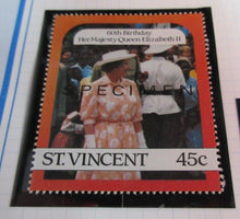 Load image into Gallery viewer, 1986 QUEEN ELIZABETH II 60TH BIRTHDAY ST VINCENT STAMPS &amp; ALBUM SHEET
