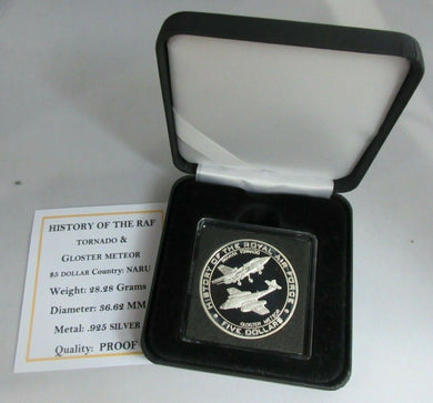 2008 HISTORY OF THE RAF TORNADO & GLOSTER METEOR S/PROOF $5 DOLLAR COIN BOX COA