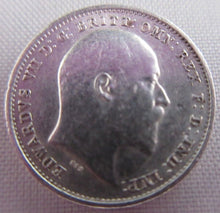 Load image into Gallery viewer, 1902 KING EDWARD VII BARE HEAD .925 SILVER aUNC 3d THREE PENCE COIN &amp; CLEAR FLIP
