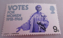 Load image into Gallery viewer, 1968 VOTES FOR WOMEN 9d 9 X STAMPS MNH WITH CLEAR FRONTED STAMP HOLDER
