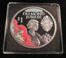 Load image into Gallery viewer, 2012 QEII DIAMOND JUBILEE SILVER PROOF NEW ZEALAND $1 ONE DOLLAR COIN BOX &amp; COA
