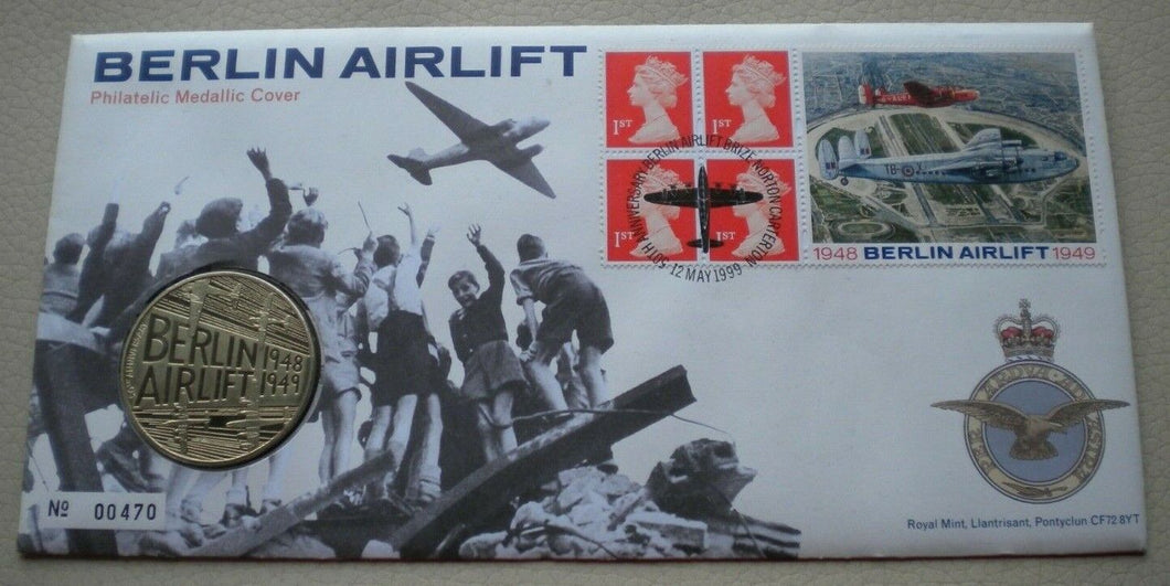 1948-1949 THE BERLIN AIRLIFT - NICKEL BRASS - PHILATELIC MEDALLIC COVER PNC