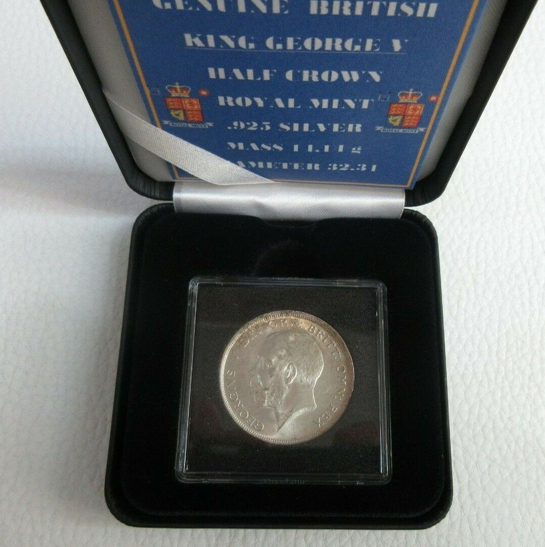 1917 HALF CROWN GEORGE V SILVER COIN SPINK REF 4011 CROWNED SHIELD BOX & COA