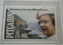 Load image into Gallery viewer, 1952-1992 QEII 40TH ANNIVERSARY OF THE ACCESSION - 5 X PITCAIRN MNH STAMPS/INFO
