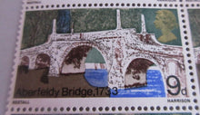 Load image into Gallery viewer, 1968 ABERFELDY BRIDGE 9d BLOCK OF 8 X STAMPS MNH IN CLEAR FRONTED STAMP HOLDER
