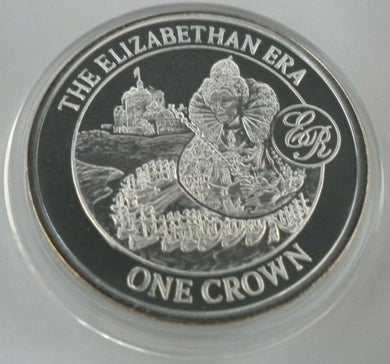 THE ELIZABETHAN ERA SILVER PROOF GIBRALTAR 2008 ONE CROWN COIN & CAPSULE