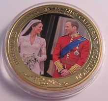 Load image into Gallery viewer, 2011 THE ROYAL WEDDING APRIL 29TH WILLIAM &amp; CATHERINE COOK ISLANDS  $1 COIN/COA
