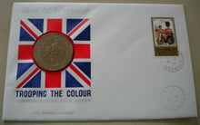 Load image into Gallery viewer, 1977 QEII SILVER JUBILEE TROOPING THE COLOUR COMMEMORATIVE CROWN COIN PNC
