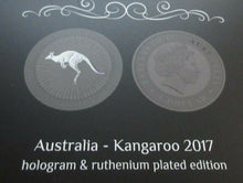 Load image into Gallery viewer, 2017 LIMITED EDITION 1 0F 500 .999 SILVER KANGAROO COIN RUTHENIUM &amp; HOLOGRAM
