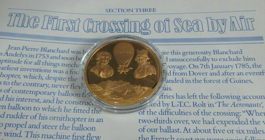 History of Man in Flight 1973 Gold Plated Bronze Scarce Medals + Info Sheet