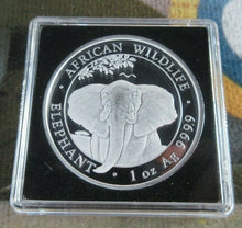 Load image into Gallery viewer, 2021 AFRICA WILDLIFE ELEPHANT 100 SHILLINGS 1oz .999 BU silver QUAD CAPSULE
