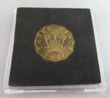 Load image into Gallery viewer, 1937 GEORGE VI BRASS THRUPENCE PROOF THREE PENCE IN QUAD CAPSULE &amp; BOX
