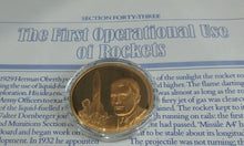 Load image into Gallery viewer, History of Man in Flight 1973 Gold Plated Bronze Scarce Medals + Info Sheet
