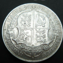 Load image into Gallery viewer, 1915 GEORGE V BARE HEAD FIRST COIN HALF 1/2 CROWN SPINK 4011 CROWNED SHIELD Cc5
