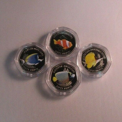 Sea Creatures 2021 Coloured Fish BIOT Cupro-Nickel 50ps in Pouch Inc Clownfish