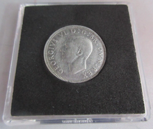 Load image into Gallery viewer, 1938 KING GEORGE VI BARE HEAD .500 SILVER ENG ONE SHILLING COIN IN QUAD CAPSULE
