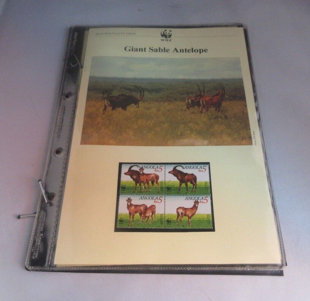 Giant Sable Antelope WWF Info Sheets Exclusive Stamps from Angola and FDC's