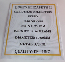 Load image into Gallery viewer, 1990 QEII CHRISTMAS COLLECTION FERRY MINT MARK AA FIFTY PENCE COIN BOX &amp; COA
