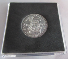 Load image into Gallery viewer, 1939 KING GEORGE VI BARE HEAD .500 SILVER ENG ONE SHILLING COIN IN QUAD CAPSULE
