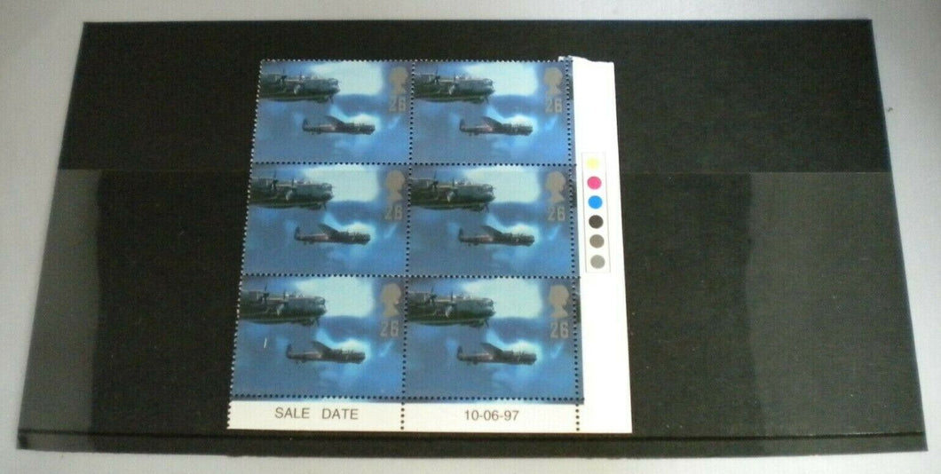 1997 ROY CHADWICK & AVRO LANCASTER 26p BLOCK OF 6 STAMPS MNH WITH TRAFFIC LIGHTS