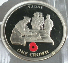 Load image into Gallery viewer, VJ DAY ROUTE TO VICTORY 2005 PROOF 1 CROWN  COIN COVER PNC &amp; INFO CARD
