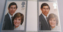 Load image into Gallery viewer, 1981 PRINCE CHARLES &amp; LADY DIANA SPENCER 25p GUTTER PAIRS 20 STAMPS MNH
