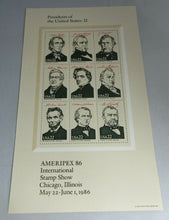 Load image into Gallery viewer, 1986 INTERNATIONAL STAMP SHOW PRESIDENTS OF THE UNITED STATES MNH 4 SHEETS
