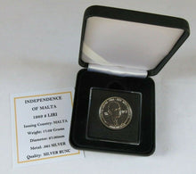 Load image into Gallery viewer, 1989 INDEPENDENCE OF MALTA SILVER BUNC MALTA 2 LIRI COIN WITH BOX &amp; COA
