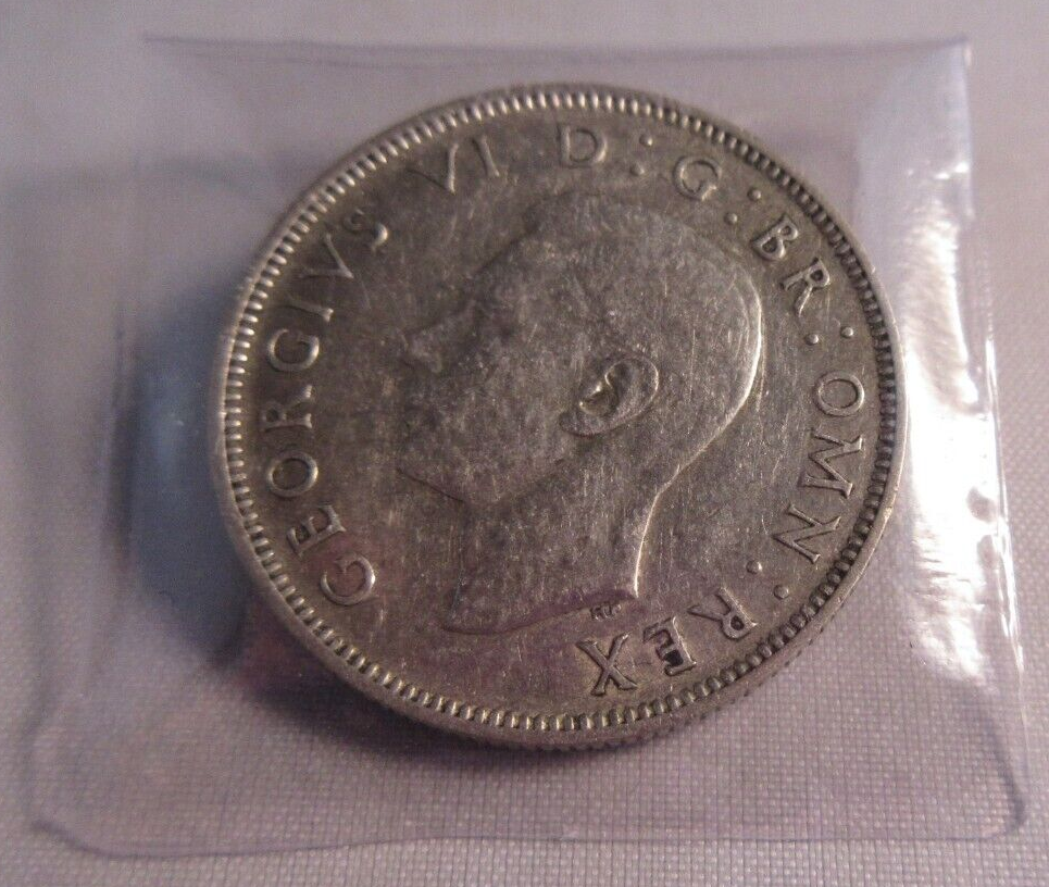 1942 KING GEORGE VI EF+ .500 FLORIN TWO SHILLINGS WITH PROTECTIVE CLEAR FLIP