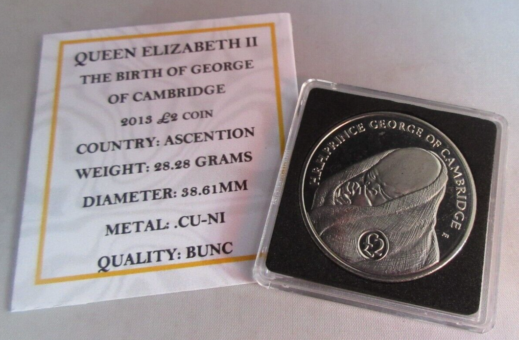 2013 QEII THE BIRTH OF GEORGE OF CAMBRIDGE TWO POUND £2 COIN CAPSULE & COA