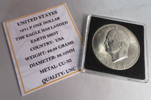 Load image into Gallery viewer, 1971 USA P THE EAGLE HAS LANDED EARTH SHOT ONE DOLLAR $1 COIN UNC CAPSULE &amp; COA
