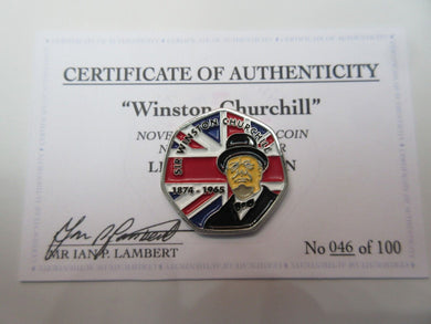 Sir Winston Churchill 2022 Rare 50p Shaped Coin World War 2 WWII LIMITED TO 100