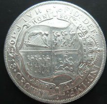 Load image into Gallery viewer, 1918 GEORGE V BARE HEAD FIRST COIN HALF 1/2 CROWN SPINK 4011 CROWNED SHIELD Cc1
